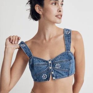 NWT Denim Madewell Blue Embellished Women's Top